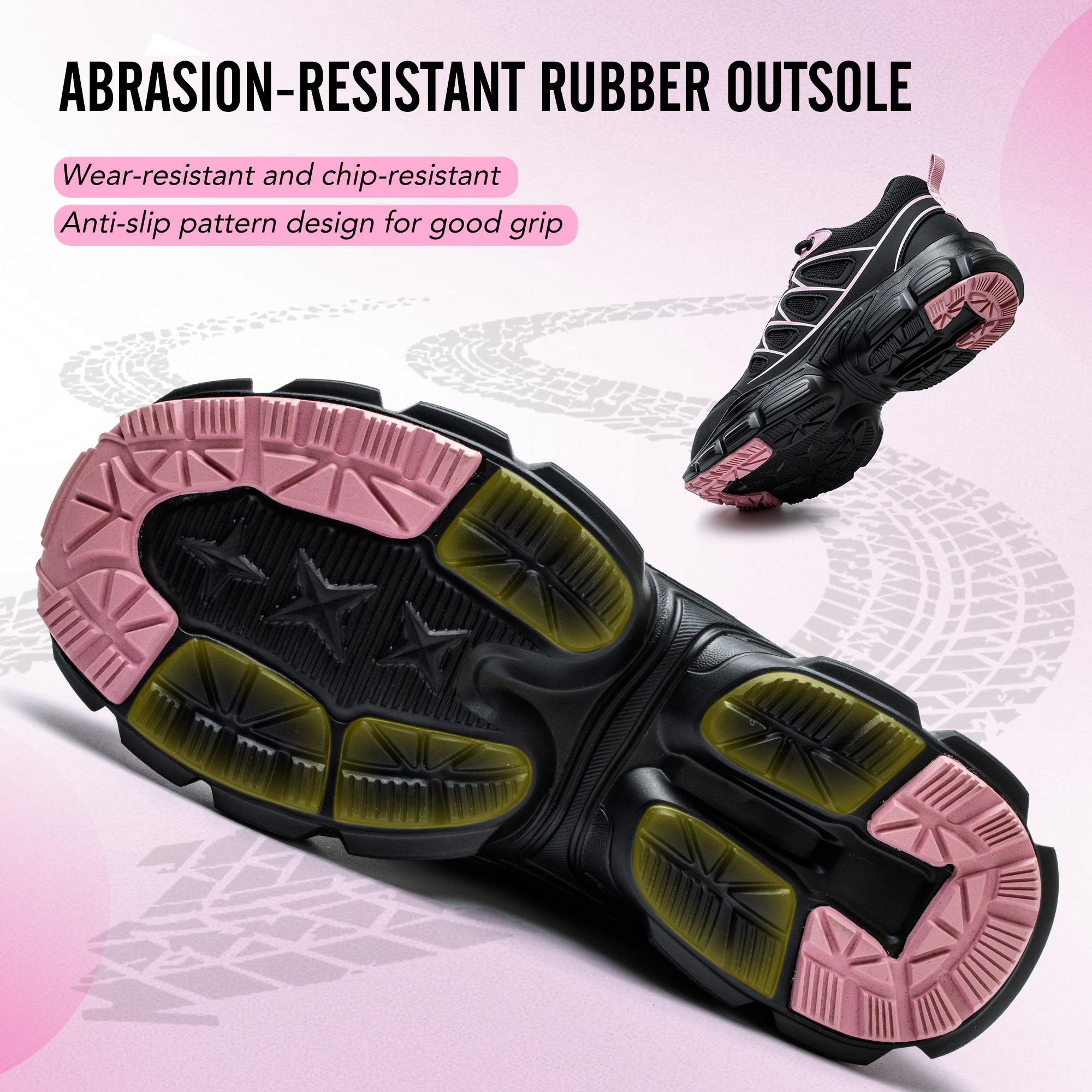 Women's Safety Shoes Anti-Smash Steel Toe Anti-Puncture Kevlar Lightweight Breathable Ladies Work Boots for Factory Workshop Outdoor Construction Non-Slip Black Closed Toe Footwear Worker