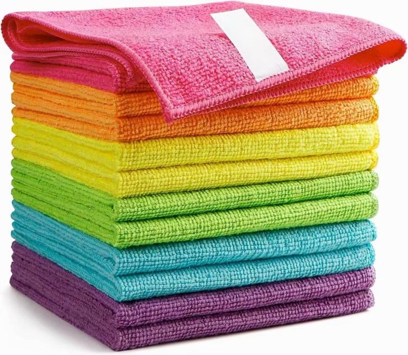 Microfiber Reusable 300gsm Square Towels Knitted Cloth Rags for Kitchen Bath Wall Glass Car Cleaning Packaged in Bag