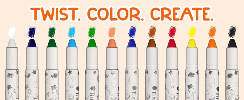 12 Twistable Crayons - Non Toxic Washable Oil Crayons, Toddler Silky Smooth Soft, Gift for Boys Girls, Drawing/Painting/Beginners/Artists Art