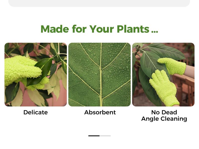 Bamworld Soft Microfiber Plant Dusting Gloves for Indoor & Outdoor Plants Reusable Washable Leaf Cleaning Mitt for Houseplants & Gardening Green