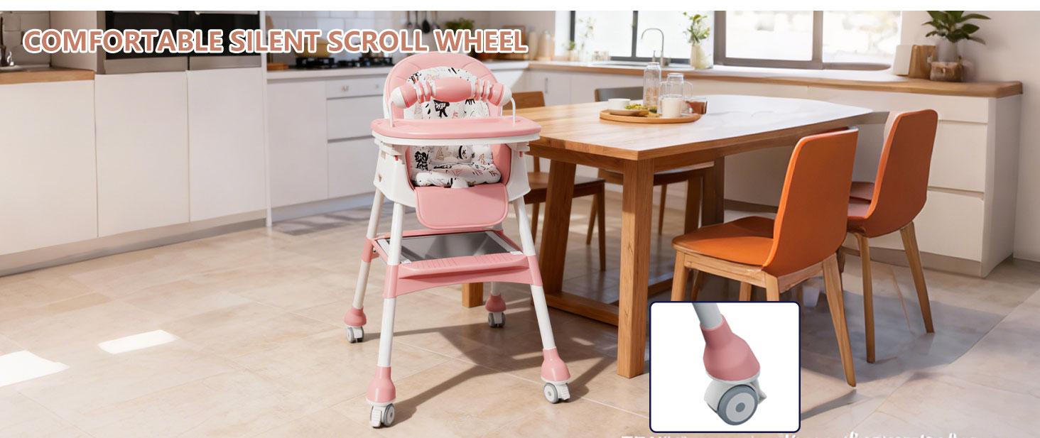 3-In-1 High Chair for Baby Portable Convertible Set with Snap Button Comfortable Collapsible Anti-Lop Design Double-Layer Tray & Toy Rack Perfect Christmas Gift double removable tray travel foldable high chair space-saving design