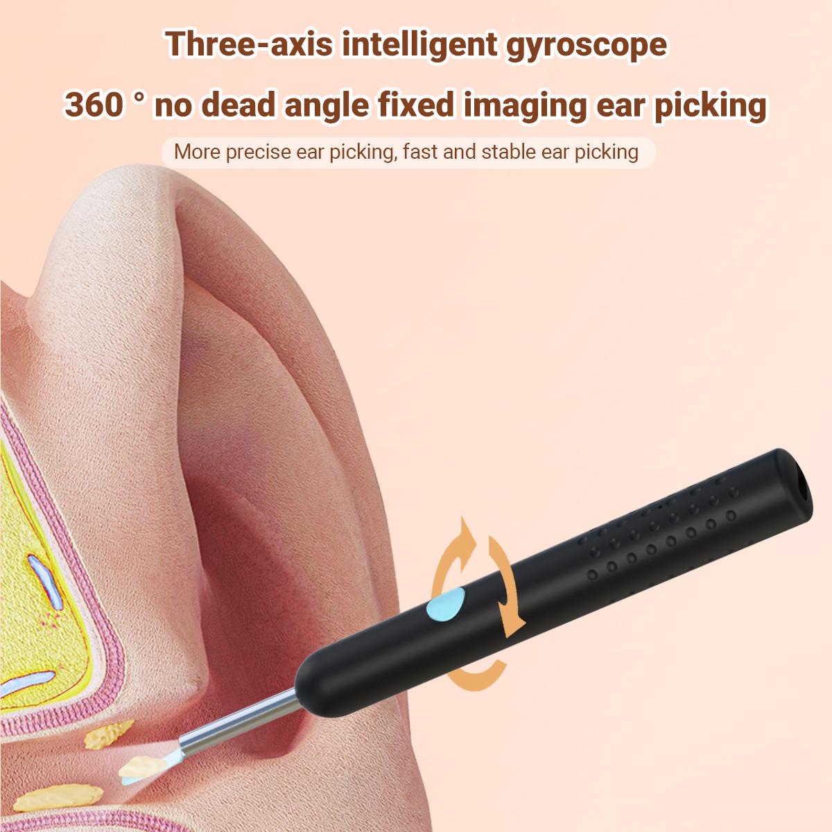 Household Visual Ear Pick - 1 Piece Smart HD Wireless Ear Cleaner with Camera, Earwax Remover Tool Set, 360° Wide View Lens, Long Battery Life, IP67 Waterproof, Compact, USB Cable Included for Whole Family Hygienic Care, Hd Endoscope