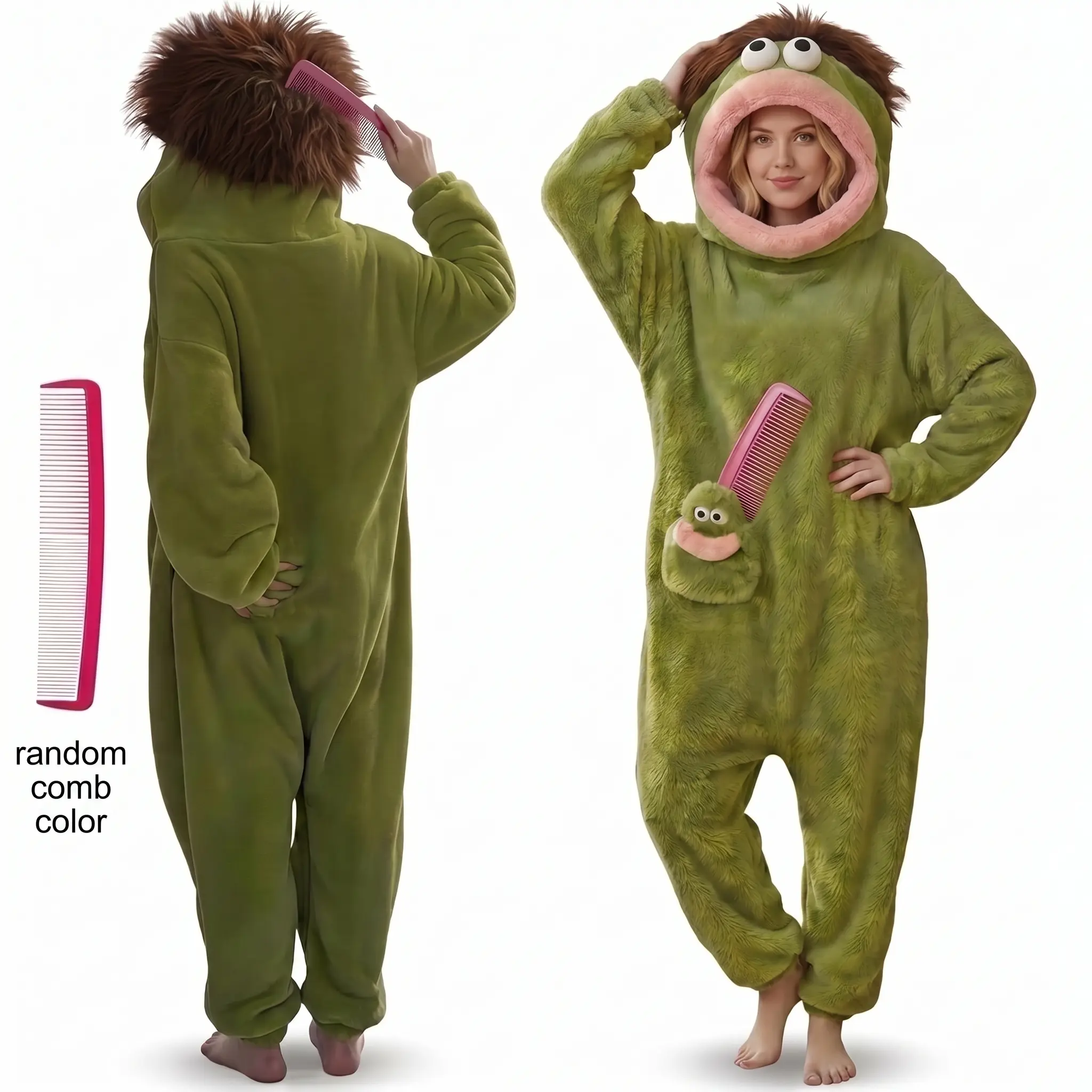 Big Mouth Monster Onesie Silly Monster Onesie Plush Onesie Pajamas Cozy Home Loungewear,Halloween Gift