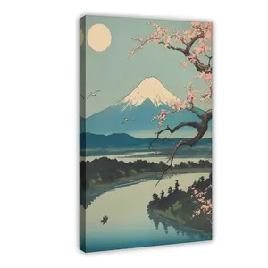 Japanese Vintage Style Art Mount Fuji CherryBlossom Trees Utagawa Hiroshige UkiyoeJapan Poster Prints Wall Art