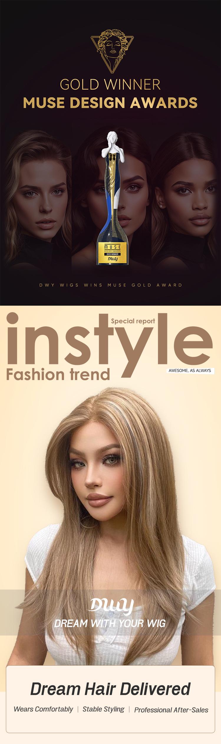 Kaylyn C-DWY 13x6 Lace Front Free Part Mid-Length Straight Glueless Synthetic Wig for Women 22 Inches