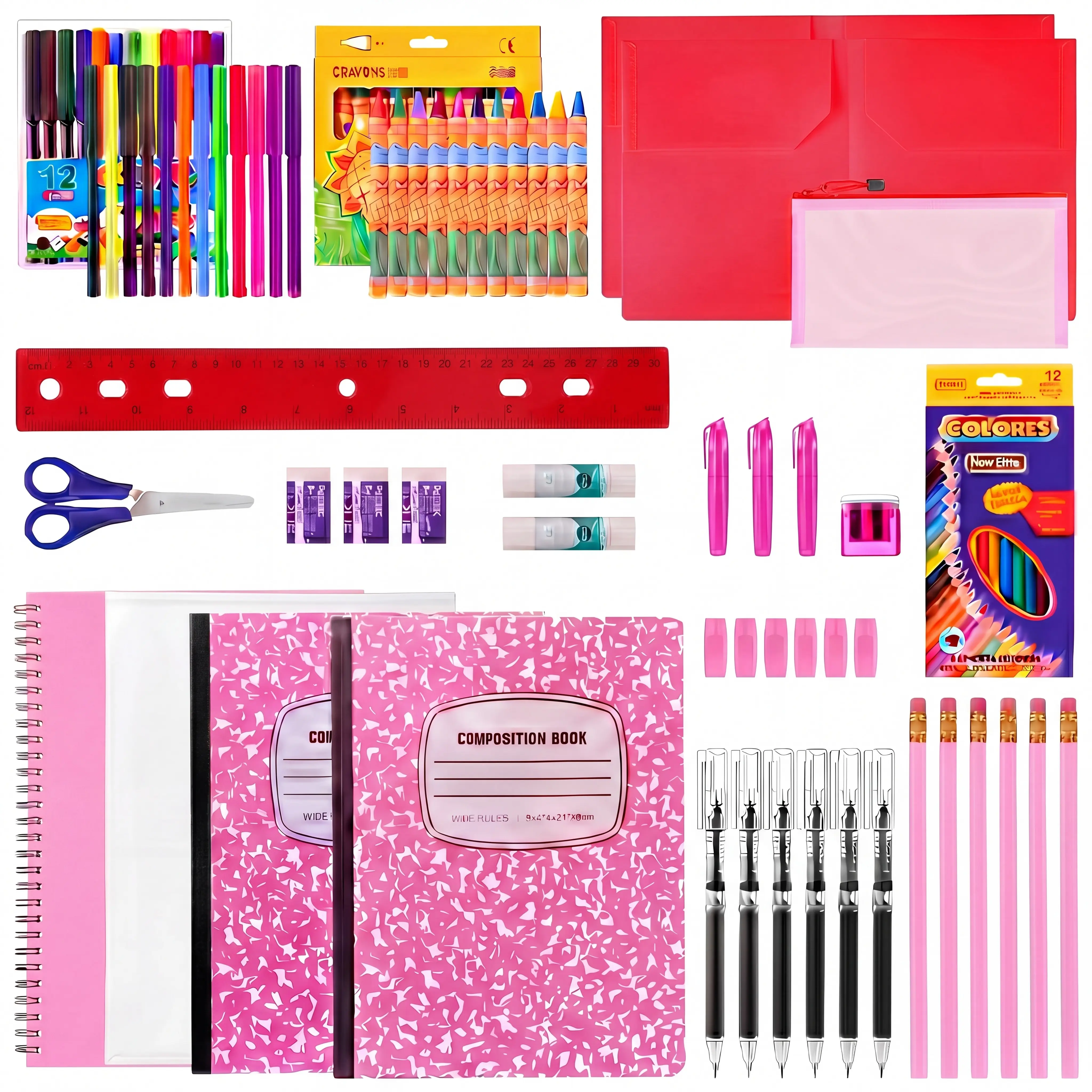 34/39 Pcs Grades K-5 Back to School Supplies Kit, School Essentials Bundle for Student Include Pencils Notebook Highlighter and More, Preparing for Back to School,back to school shopping