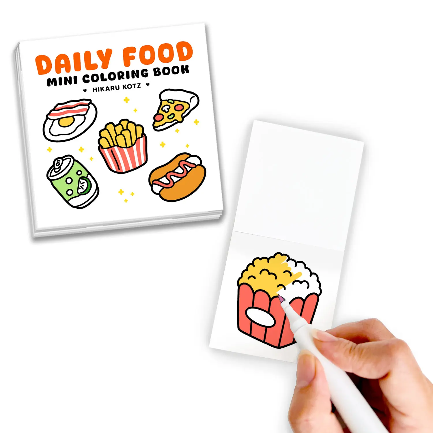 Mini Pocket Coloring Book for Adults & Kids (3x3") with 50 Simple & Cute Designs for Relaxation