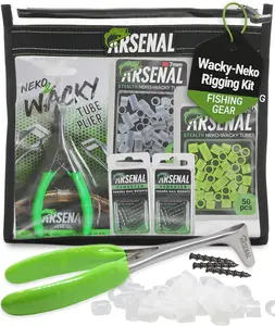 Arsenal Fishing Original Wacky-Neko Rigging Kit – Fishing Accessories Includes Tube Plier, O-Ring Stealth Silicone Shields, Battalion Lure Storage Bag, Pagoda Nail Weights for Wacky Rig & Neko Rig