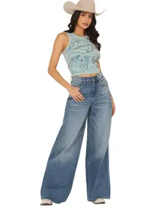 Ariat Women's Jazmine Medium Wash Ultra High Rise Wide Stretch Denim Jeans - 10061616