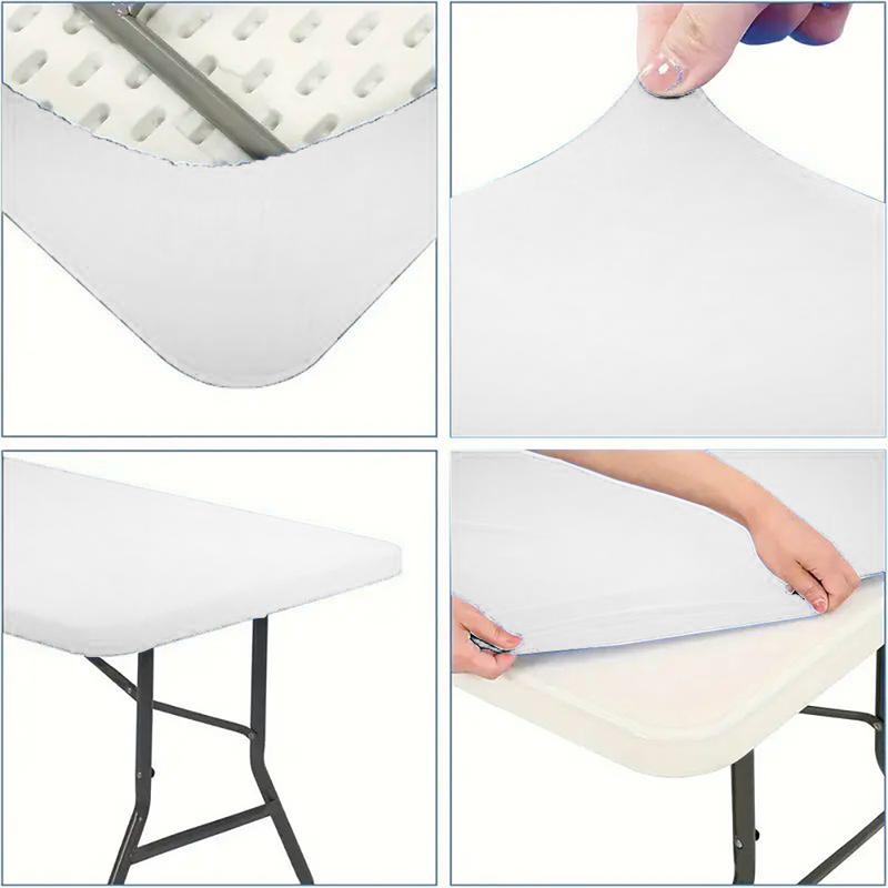 2 Pack Stretch Table Covers for 6FT Tables, Elastic Fitted Rectangle Tablecloths, Washable Spandex Fabric Tabletop Covers for Parties, Weddings, Picnics, Events (30"x72")