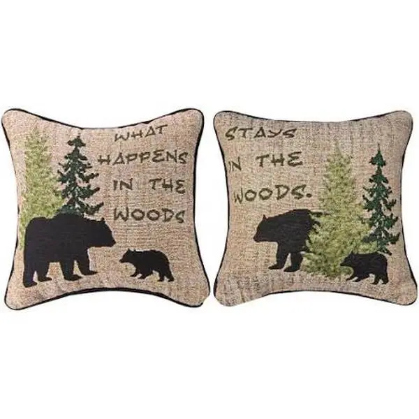 Manual Woodworkers & Weavers 12 in. What Happens in the Wood Decorative Pillow