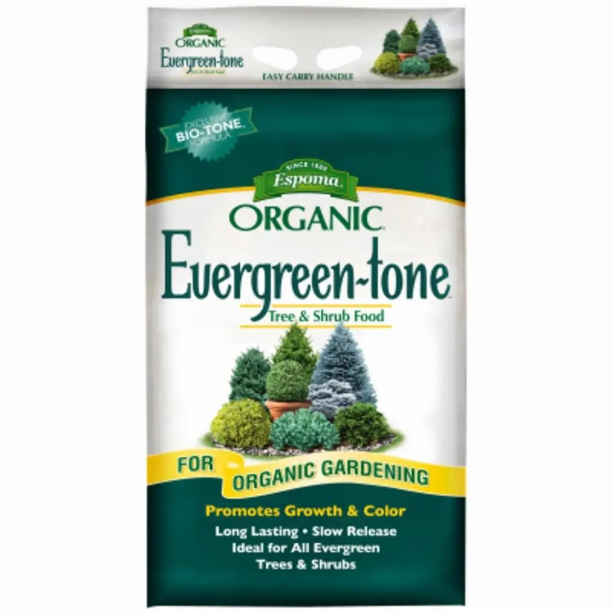 Espoma Premium Organic Granular Fertilizer - 18 lbs Bagged Evergreens Plant Food with Bio-Tone Microbes, All-Natural Slow-Release Soil Activator Pellets for Enhanced Growth, Premium Fertilizer, Pellets Fertilizers & Plant Food