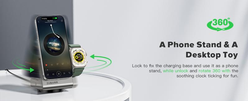 3-in-1 Wireless Charging Station with Removable 5000mAh Magnetic Power Bank for iPhone 12/13/14/15/16 Series, AirPods iWatch Series Wireless Charger