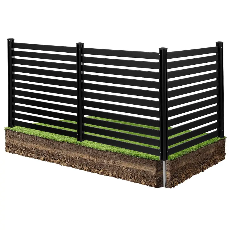 VEVOR 3-Panel Outdoor Privacy Screen, 50x48" Vinyl Lattice Wall with Ventilation, 27.56in Ground Stakes, Flexible Layout Use, HOA-Compliant Enclosure for A/C Units, Trash Cans, Pool Equipment