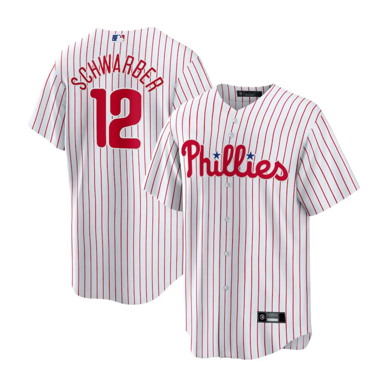 Men's 12 Schwarber Printed White Baseball Jersey