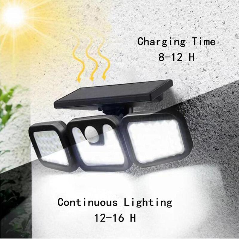 Solar Outdoor Lights 2500LM 210LED Security Lights,3 Heads Dimmable SpotLights with 3 Modes,IP65 Waterproof,Suitable for Yard, Garage, Porch, Pool,Garden,Barn,Patio,Valentine's Day gift