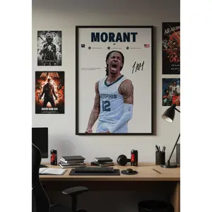 [Sale Up To 40%] [Unframe] Ja Morant Memphis Basketball Poster, Professional Athlete Wall Art, Memphis Basketball Decor, Memphis Basketball Illustration, Basketball Portrait Artwork Print