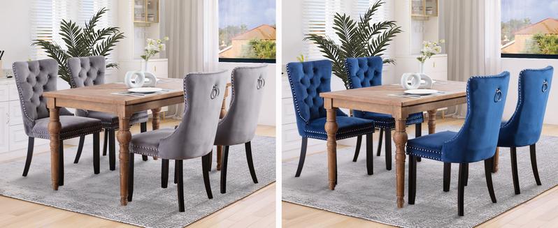 Velvet Dining Chair Set of 2 and Set of 4 with Upholstered Tufted Design and Nailhead Trim for Kitchen and Dining Room dinning chair