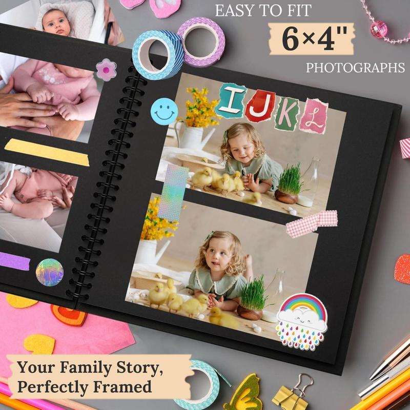 Scrapbook DIY Scrapbook Album Hardcover Kraft Paper Scrap Book Photo Albums 40 Pages Perfect for 4x6 / 5x7 Photos Memory Book for Family, Wedding  Valentine's Gift for bf