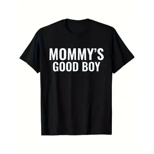 Men'S Retro Mommy'S Good Boy Graphic T-Shirt| Black with White Print, Soft Breathable, Crew Neck, Loose Fit, All-Season, Funny Gift Idea for Men