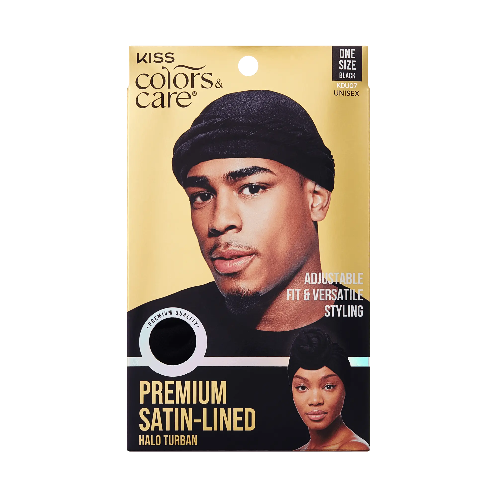 Kiss Colors & Care Premium Satin-Lined Halo Turban,  Black