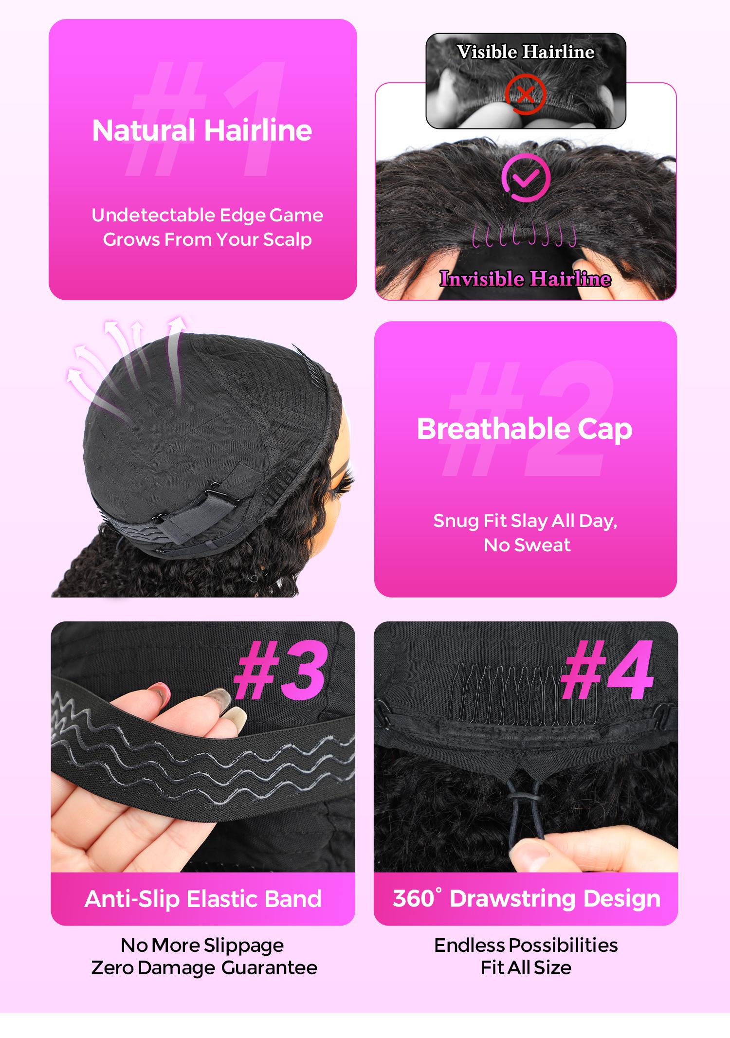 Vshow Deep Wave Half Wig With Drawstring Flip Over 3 In 1 Half Human Hair Wigs Seamless Blend Glueless Wigs Beginners Friendly Vshow Deep Wave Half Wig With Drawstring Flip Over 3 In 1 Half Human Hair Wigs Seamless Blend Glueless Wigs Beginners Friendly
