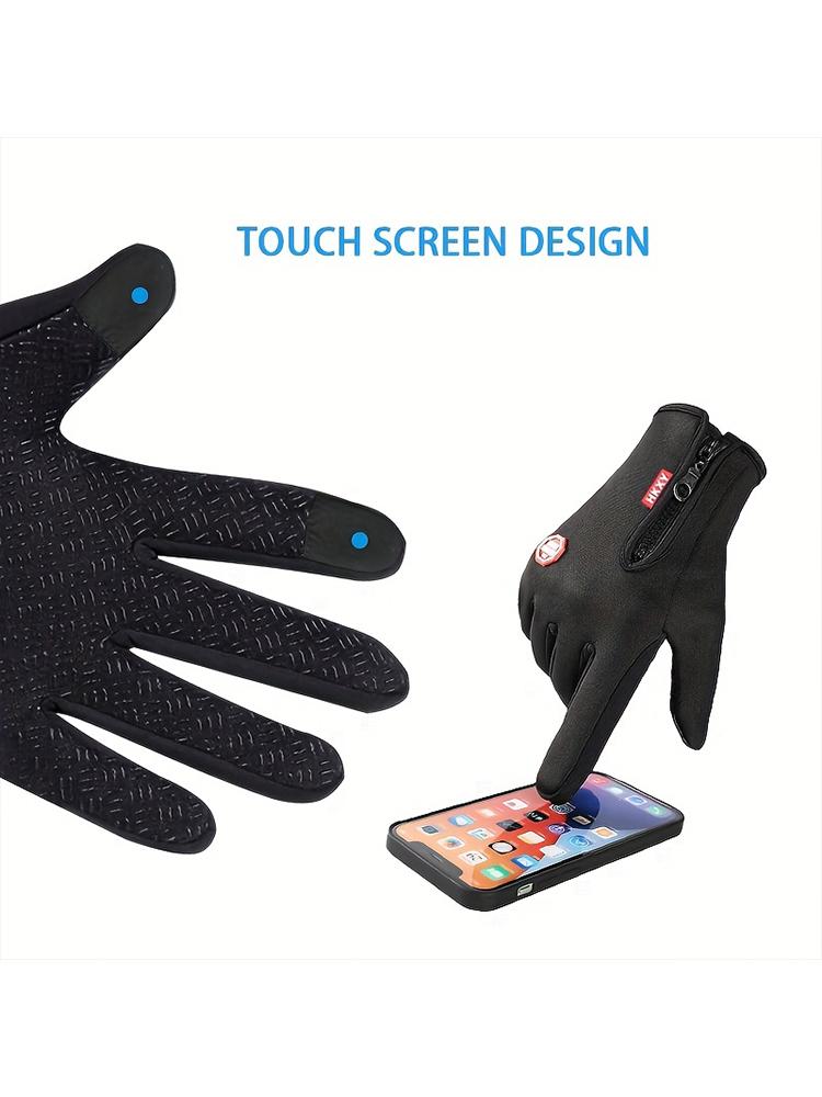 Winter Touch Screen Gloves Adjustable Zipper Windproof Waterproof Warm Short Gloves for Outdoor Hiking Fishing Running Unisex Sports