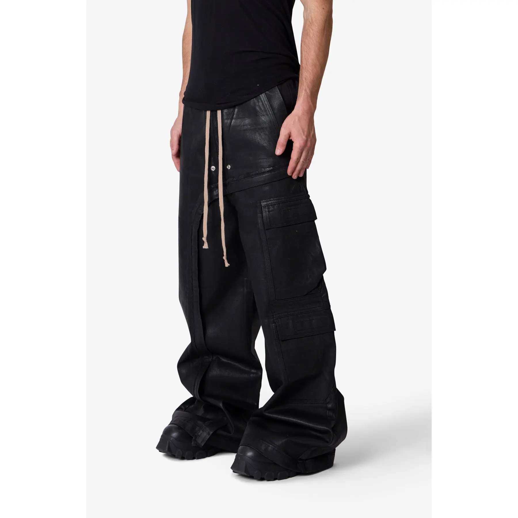 mnml Waxed Rave Seam Cargo Pants - Black - TikTok Shop