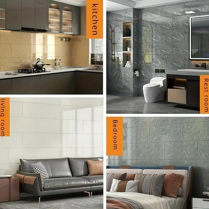 20pcs of Marble Imitation Tile Self-Adhesive Wall Stickers, Peel And Stick, Suitable for Living Room, Kitchen, Bathroom Wall Renovation, Waterproof And Oil-Proof Surface, Easy to Care, 23.62 Inches * 11.81 Inches