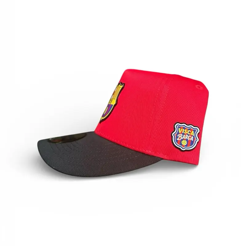 High-Quality Unisex Red and Black "Barca" Soccer Plate-Style SnapBack Hat, Adjustable