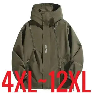 2026 New Style Big Size 12XL Bomber Jacket Men Hooded Zipper Windbreaker Male Fishing Waterproof Windproof Windshield Outerwear Large Plus Fat