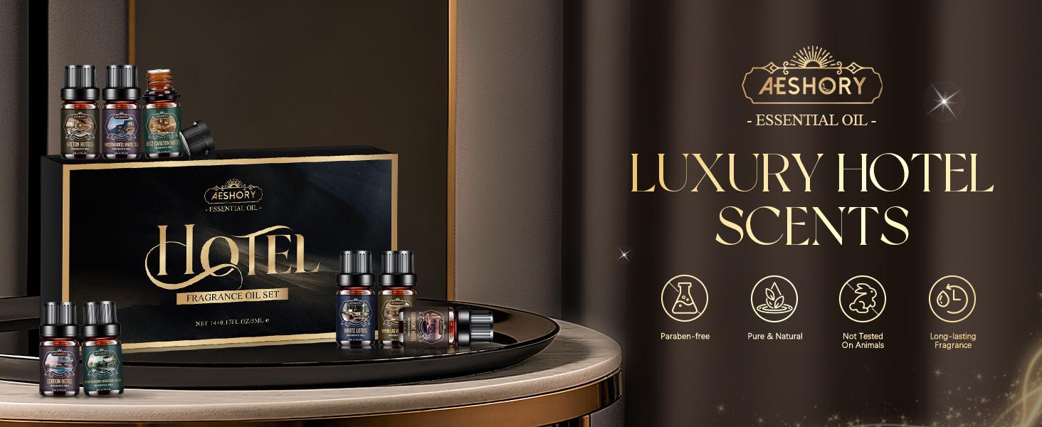 Hotel Diffuser Oils Set - Remote Control Aromatherapy Diffuser, 14Pcs Luxury Fragrance, Perfume & Aroma Oil Blend Hotel Scent Essential Oils Set for Diffuser, 14 Pcs