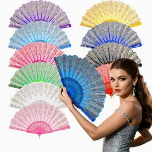 10pcs Women's Handheld Floral Folding Fans - Chinese Retro Patterns, Vibrant - Portable Party Decorations For Dance Performances, Music Festivals, Easter & Mother's Day Gifts, Dance Accessories, Festival Accessories, Elegant Accessory jumbo