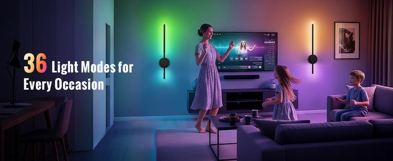 Rechargeable Wall Sconces Set of 2, Wireless Lights with Remote & Touch Control, 360° Adjustable, 3 Color Temps + RGB 16 Colors, Timer, No-Wire Install, Bedroom, Living Room, TV Wall, Hallway Lighting