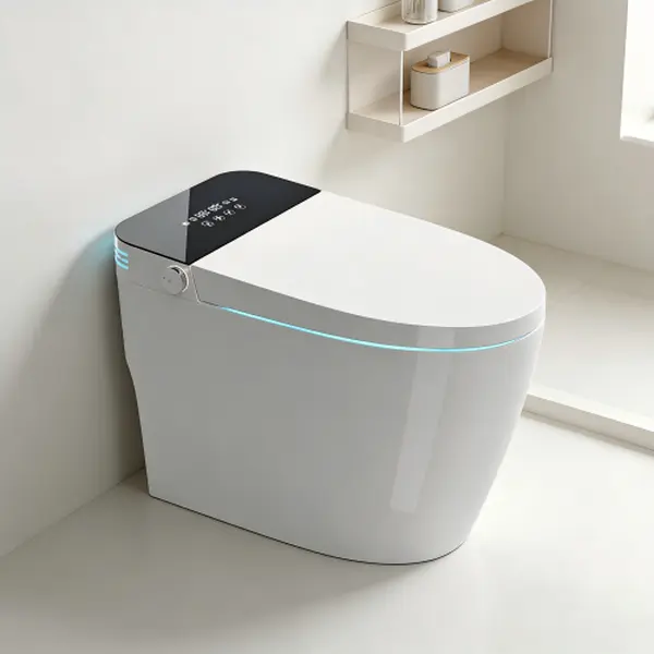 Bellemave Ceramic Smart Tankless Commode Toilet with Built-In Bidet, Auto Flush, Heated Seat, Warm Water & Dry, Adjustable Temp, Remote Control, Side Knob, Night Light, Indoor Home Essential