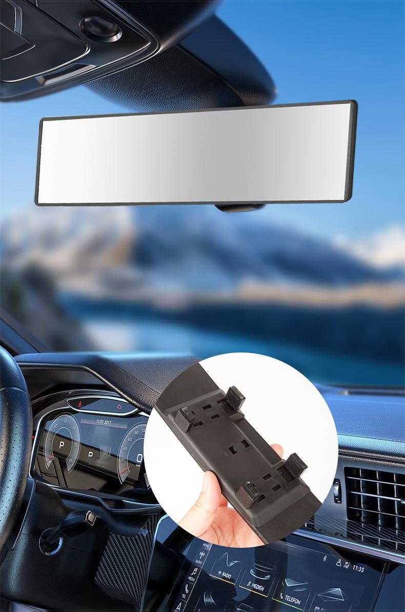 Universal 11.81 Inch Panoramic Convex Real View Mirror for Car SUV Trucks Reversible Passengers High-Quality Glass Anti-Fall Design Easy Install Rearview Mirror Blind-Spot-Free Interior High-Definition Mirror Surface - Automotive