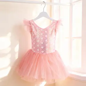 Girls Princess Tutu Ruffle Cap Sleeve & Sparkle Tulle Performance & Party Dress