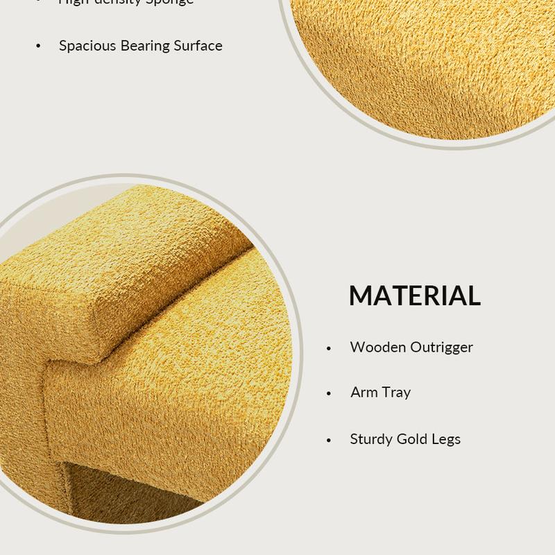 HULALA HOME Hulala Vittoriano Upholstered Bench, Textured Polyester Fabric, Spacious Bearing Surface & Arm Tray, Ideal for Entryway and Bedroom