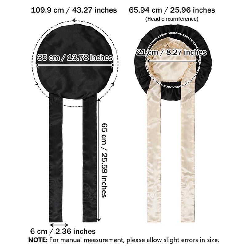 Double-Layer Solid Color Satin Bonnet Sleep Cap for Women Curly Hair Wrap for Sleeping Cap Adjustable Reversible Bonnet with Tie Band Night Cap