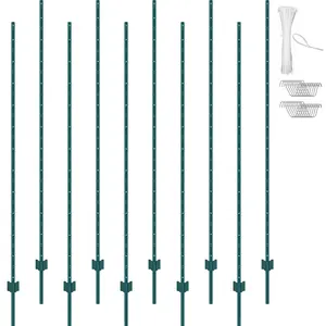 VEVOR 7 Feet Fence Post,  , 10 Pack T-Post Heavy Duty Metal Fence Posts, Sturdy Steel Fence Stakes for Garden Yard, Lawn, Farms and Outdoor Wire Fencing, Green