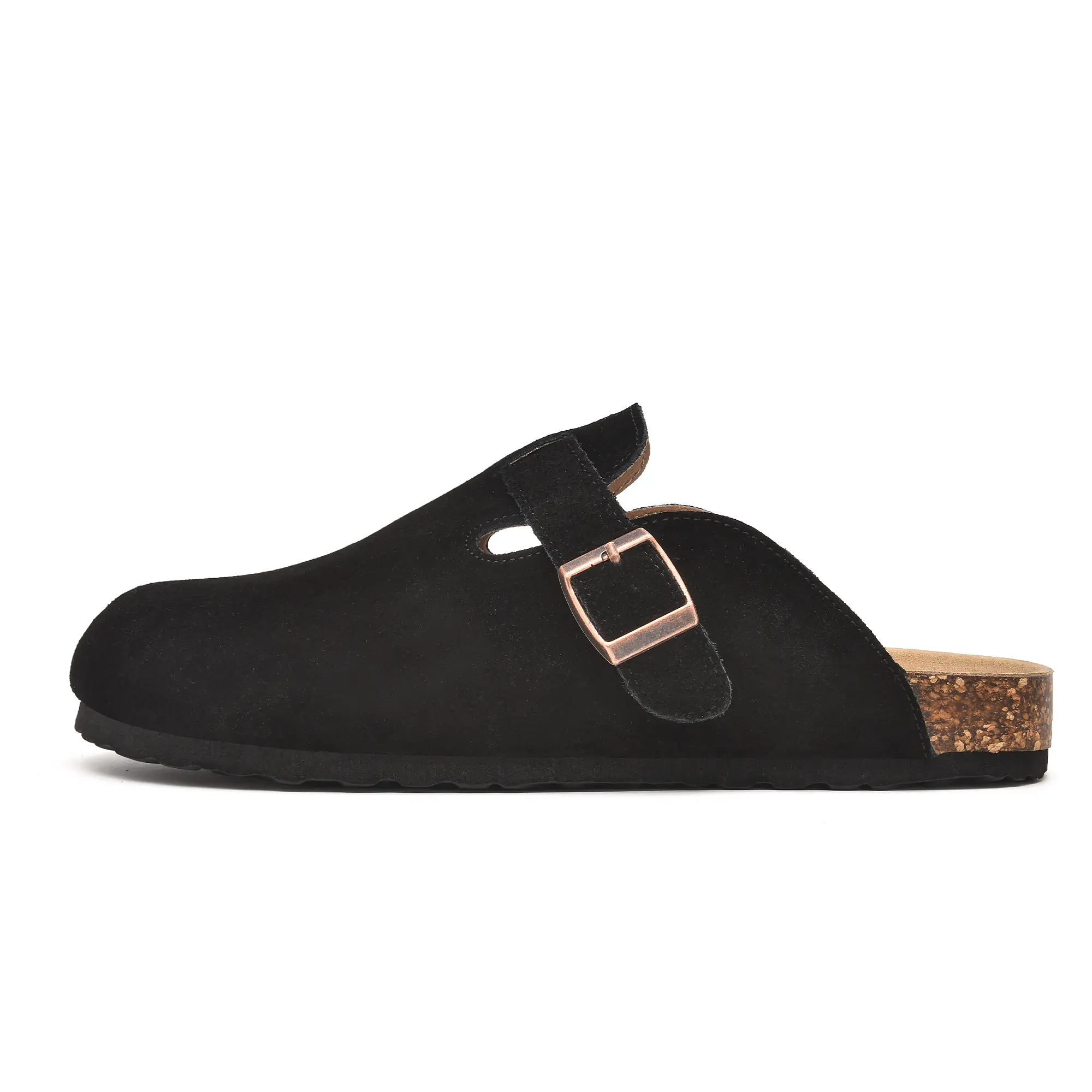 Meik Mangni Unisex Minimalist Mules & Clogs - Soft Leather, Cork Footbed Sandals, Adjustable Waterproof, Non-Slip Soft Sole, Comfort Shoes for Back to School & Business
