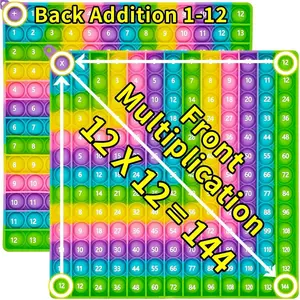 Fidget Press Bubble Sensory Toy: 12x12 Multiplication & Addition Charts, Learn Math Easily with Stress Relief for Kids, Sensory Focus, School Home Use