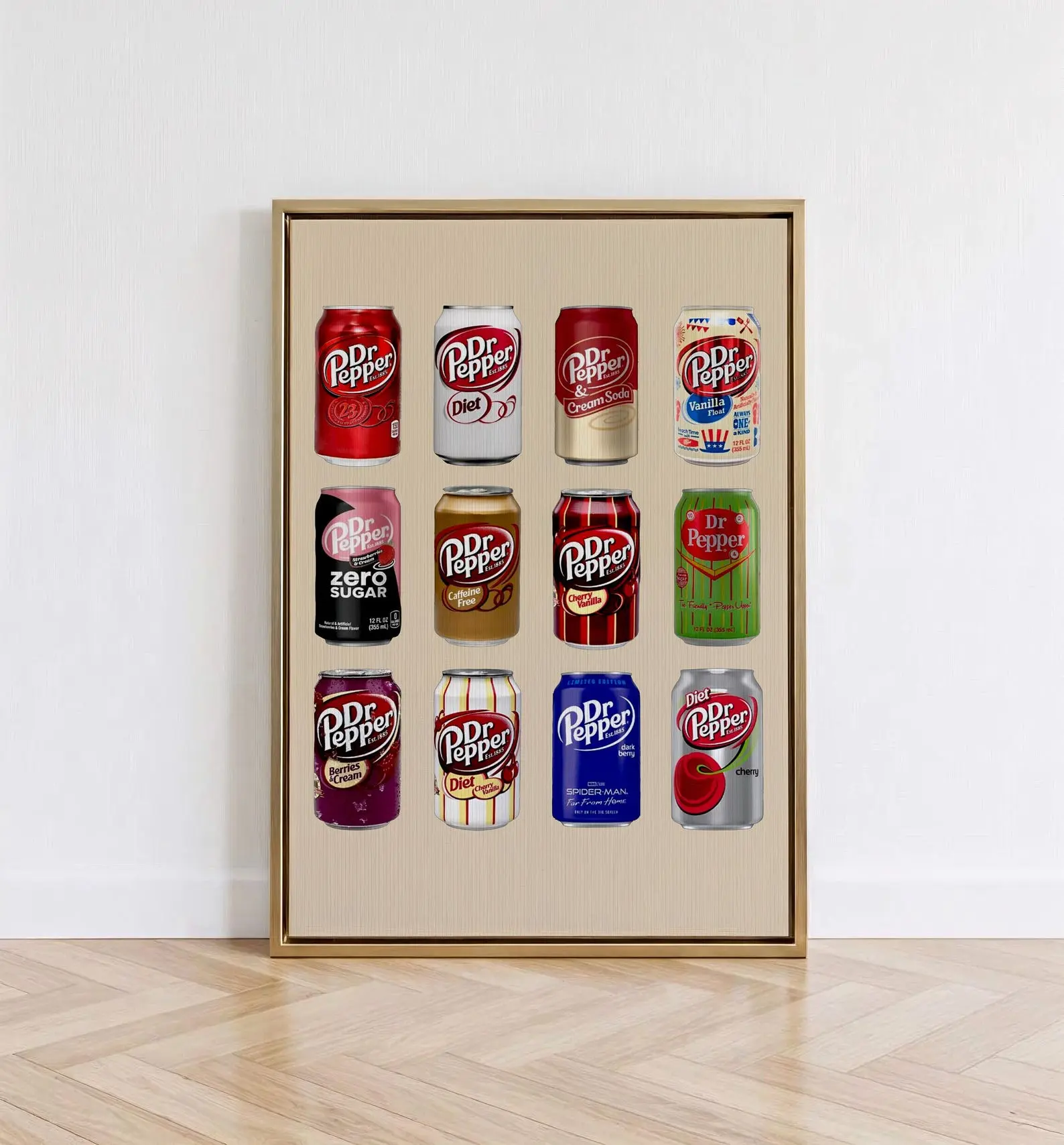 Dr Pepper Cans Poster, Retro Soda Can Wall Art, Diet Drink Poster, Vintage Pop Art Beverage Print, Kitchen Diner Decor, Dr Pepper Lover Gift