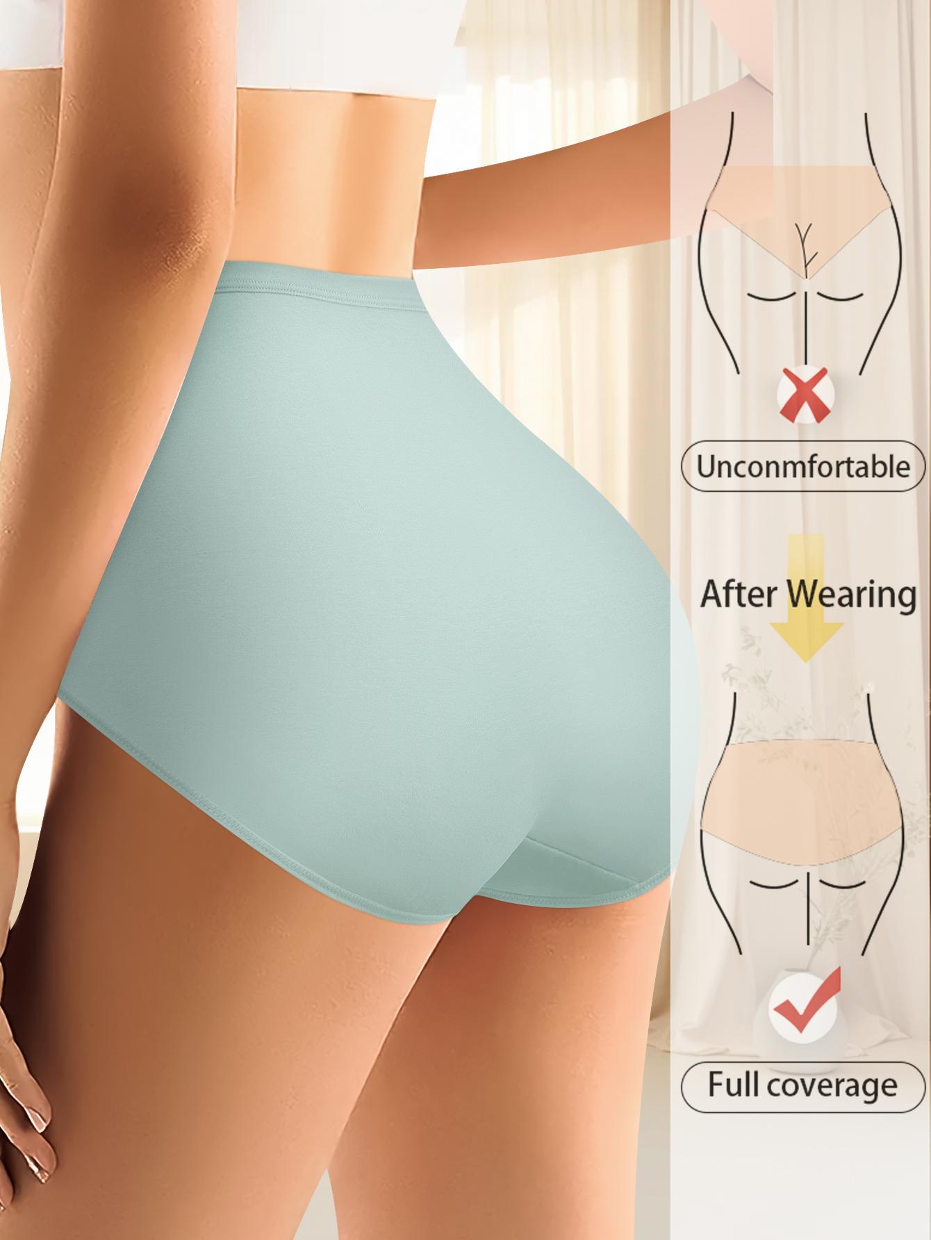 QUASTI Women's 7-Pack High-Waisted Cotton Seamless Compression Briefs - Color Block Style, Soft Elastic Comfortable Fabric, Tummy Control, Hip Lifting, Anti-Ride Up, Breathable, S-XXL, 7 Pcs / 7 Color, Elegant