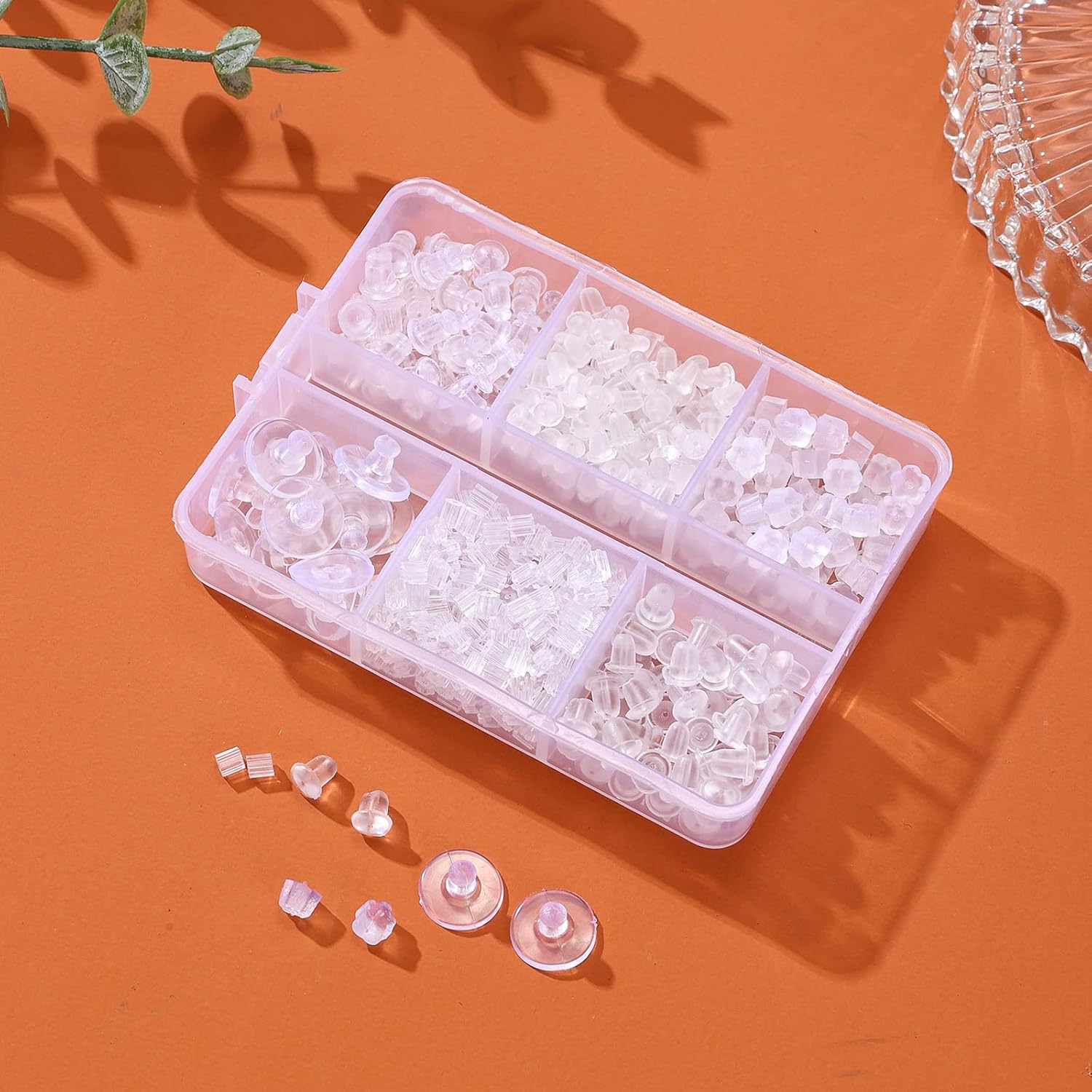 Silicone Earring Backs 600PCS – 6 Styles Clear Soft Hypoallergenic Plastic & Rubber Clutch Stoppers for Studs, Hoops & Fish Hook Earrings, Replacement Kit
