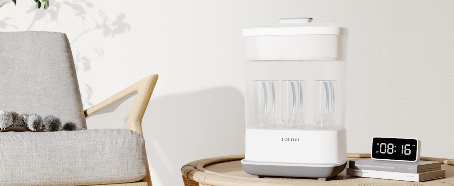 HAUTURE Baby Bottle Sterilizer, 6-in-1  Bottle Sterilizer and Dryer, Electric Steam Bottle Sanitizer for Baby stuffs and Baby Bottles, Mom's Best Choice