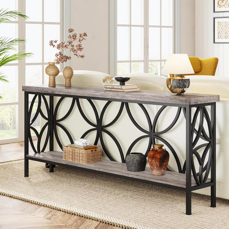 Tribesigns 70.9-Inch Narrow Sofa Table with Storage for Entryway, Living Room, Foyer