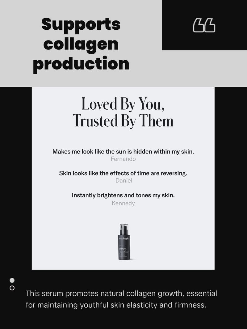 Geologie Vitamin C+E Ferulic Acid Face Serum | Brightening & Firming Anti-Aging Gel Formula | 5% Stabilized Vitamin C + 0.5% Vitamin E + Ferulic Acid