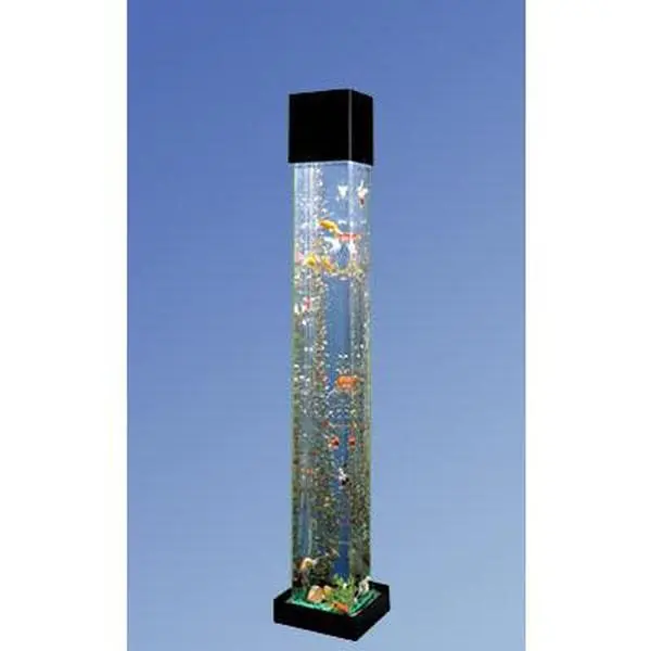 Midwest Tropical S-1000 Square Acrylic Aquarium Tower, 12" x 12" x 70-1/2"H Self-Contained Tropical Fish Habitat with Lighting, Extension Cord, Accessories, Concealed High-Capacity Filter for Minimal Space Setups