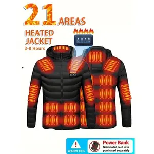 USB Powered Smart Heating Jacket - Warm And Constant Temperature Electric Heating Jacket, Suitable For Men And Women, Zippered Hooded Style
